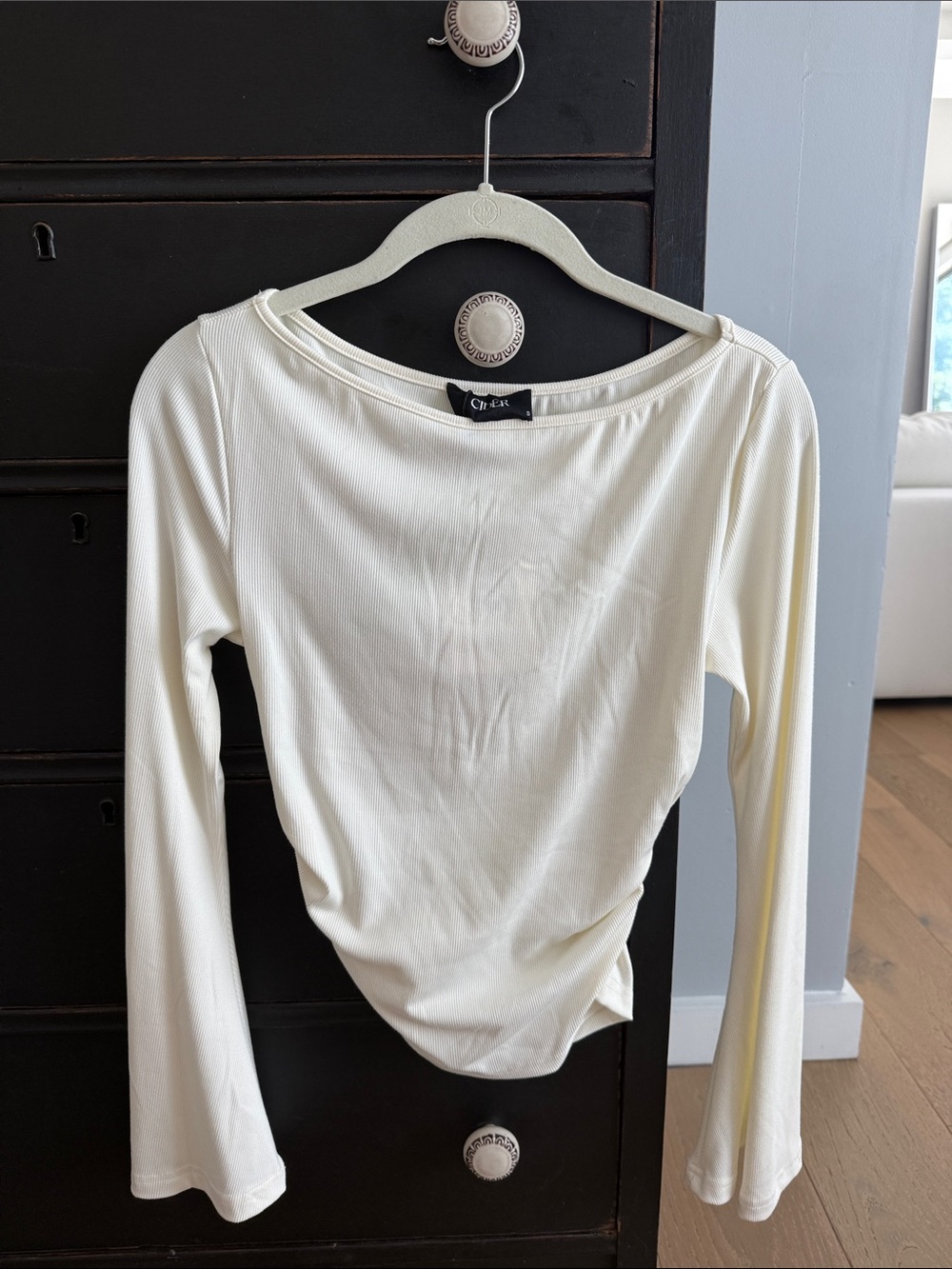 Cider Cream Long-Sleeve Scoop Neck Top